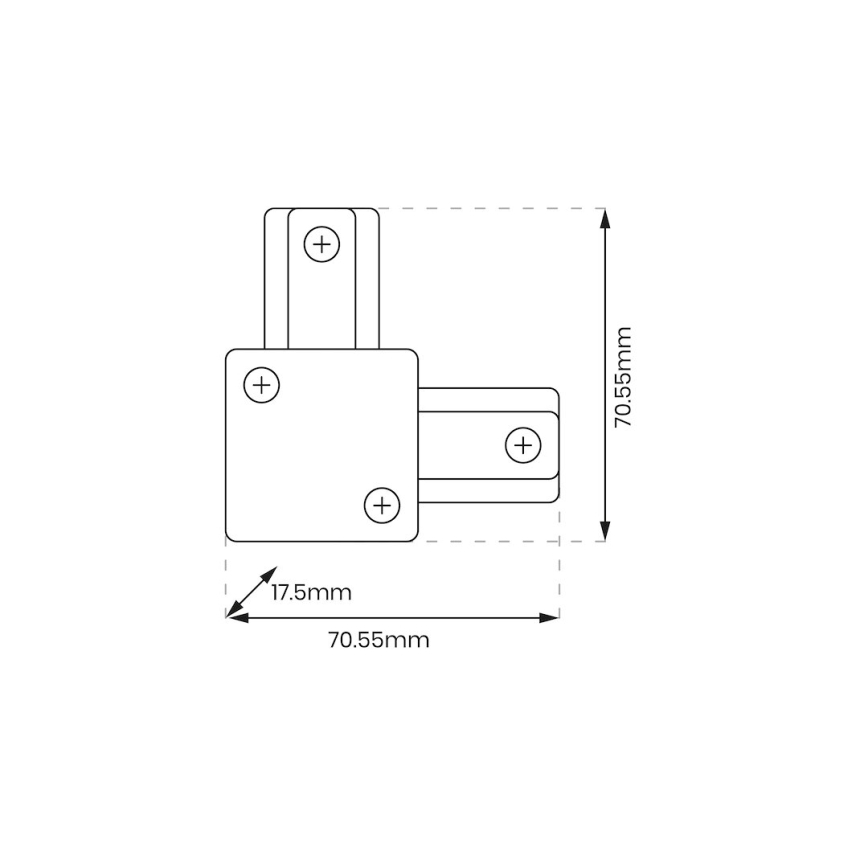 Connector for lights in rail system 1-phase type L white
