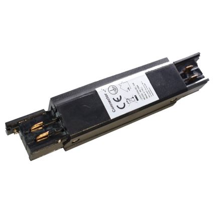 Connector for lights in rail system 3-phase TRACK black flat type