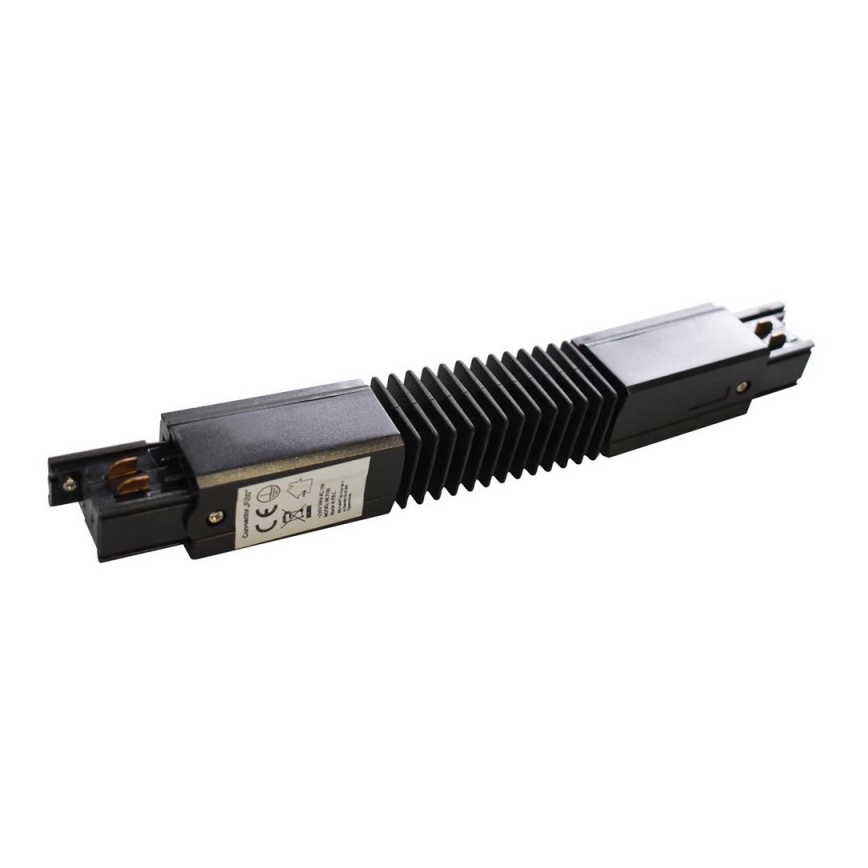 Connector for lights in rail system 3-phase TRACK black type Flexi