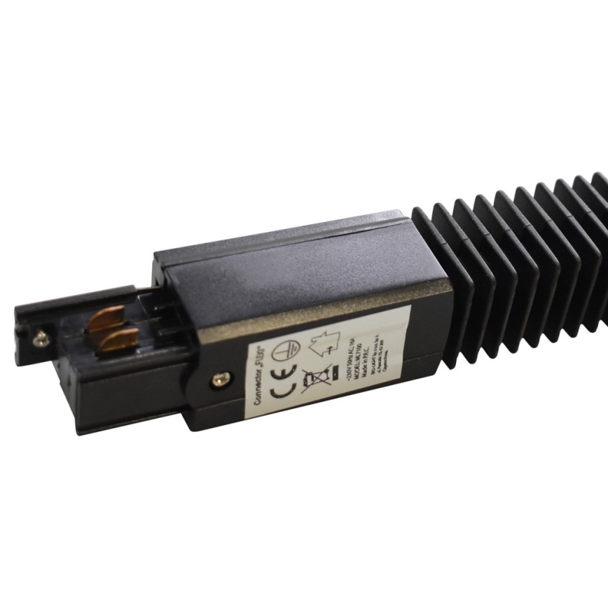 Connector for lights in rail system 3-phase TRACK black type Flexi