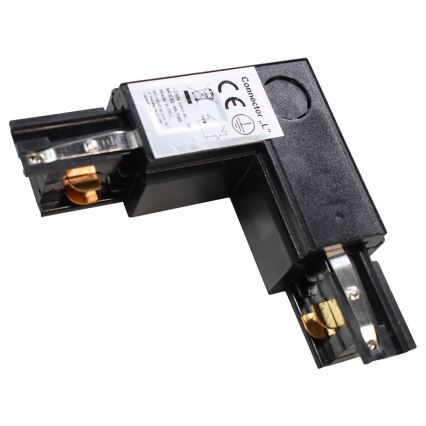 Connector for lights in rail system 3-phase TRACK black type L