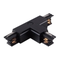 Connector for lights in rail system 3-phase TRACK black type T