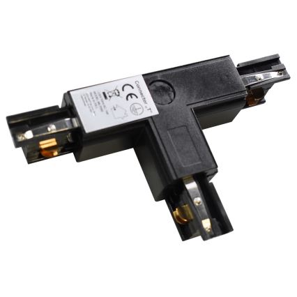 Connector for lights in rail system 3-phase TRACK black type T