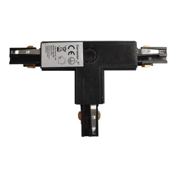 Connector for lights in rail system 3-phase TRACK black type T