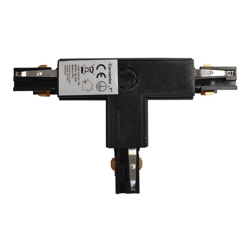 Connector for lights in rail system 3-phase TRACK black type T