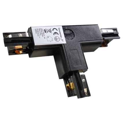 Connector for lights in rail system 3-phase TRACK black type T