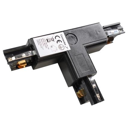 Connector for lights in rail system 3-phase TRACK black type T