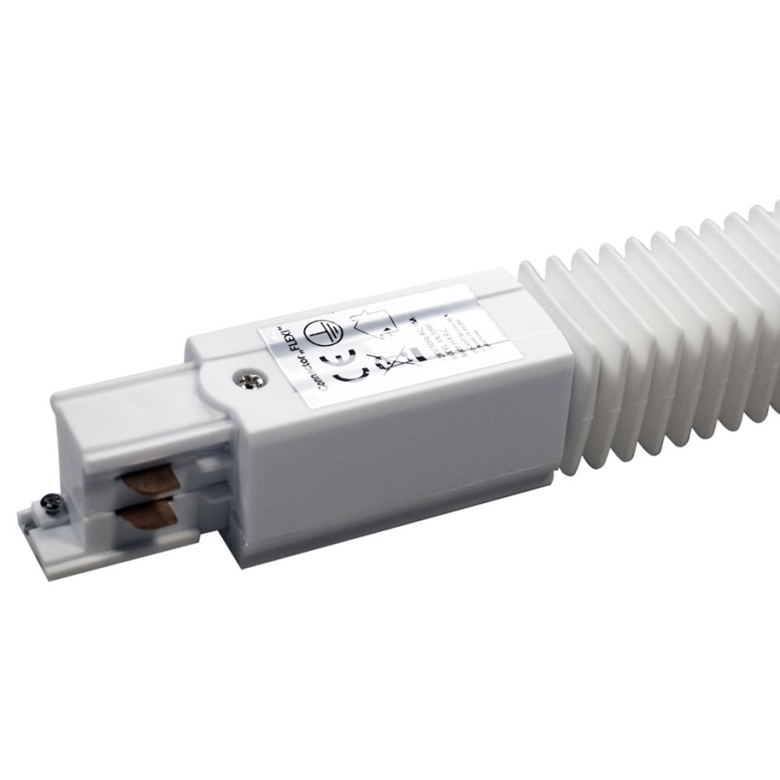Connector for lights in rail system 3-phase TRACK white type Flexi