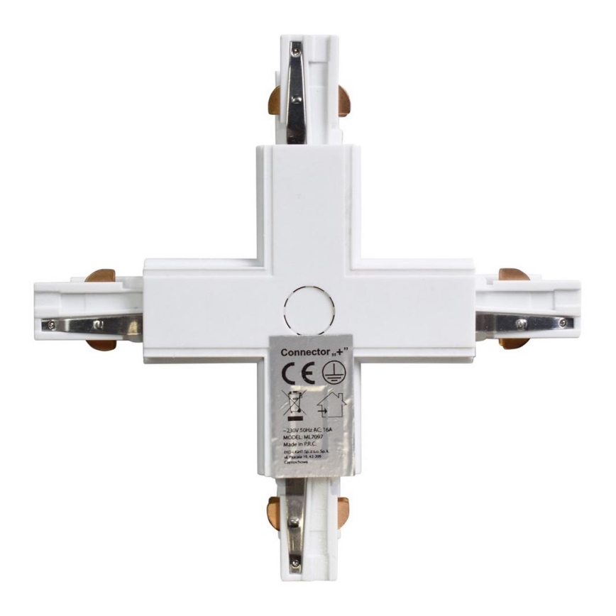 Connector for lights in rail system 3-phase TRACK white type +