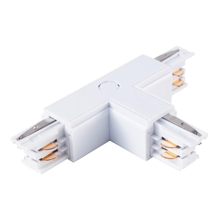 Connector for lights in rail system 3-phase TRACK white type T