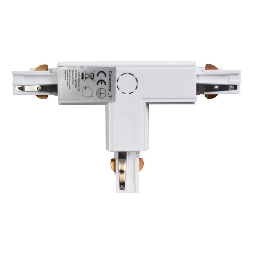 Connector for lights in rail system 3-phase TRACK white type T