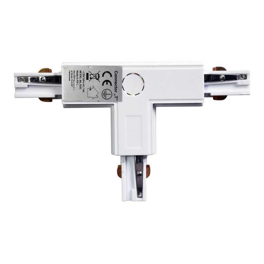 Connector for lights in rail system 3-phase TRACK white type T