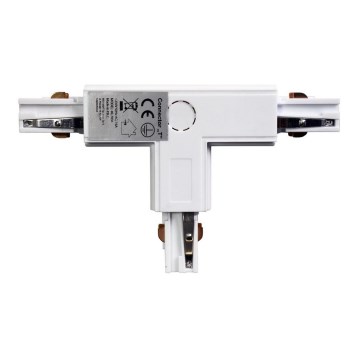 Connector for lights in rail system 3-phase TRACK white type T