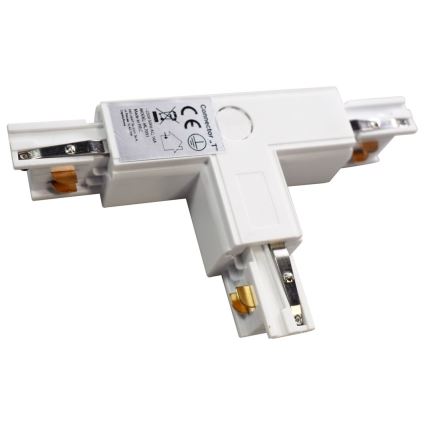 Connector for lights in rail system 3-phase TRACK white type T