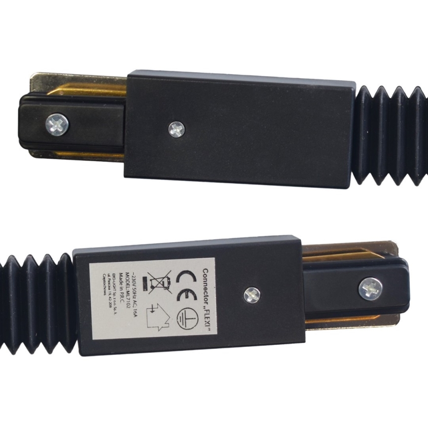Connector for lights in rail system TRACK black type Flexi