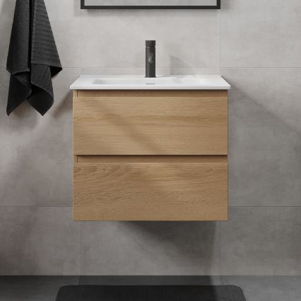 CONOR 61 cm Bathroom Vanity Unit with Basin, Oak/White