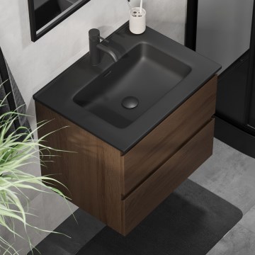 CONOR 61 cm Bathroom Vanity with Basin – Walnut/Black