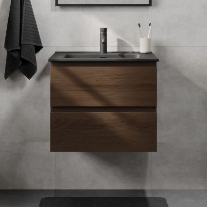 CONOR 61 cm Bathroom Vanity with Basin – Walnut/Black
