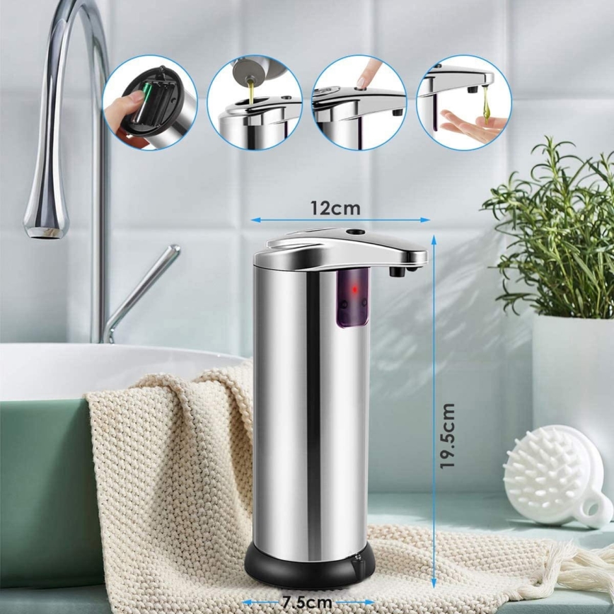 Contactless soap dispenser with a sensor 4xAAA stainless steel