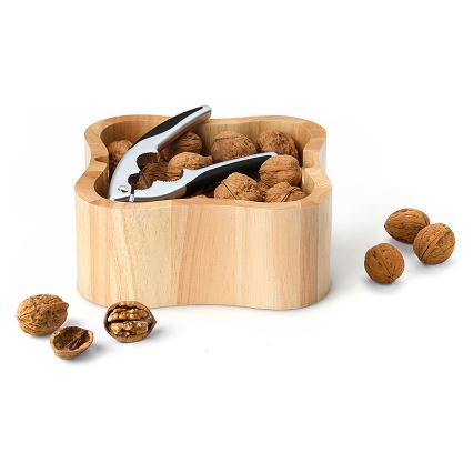 Continenta C3199 - Bowl for nuts with a nutcracker 24,5x24,5x8 cm rubber fig