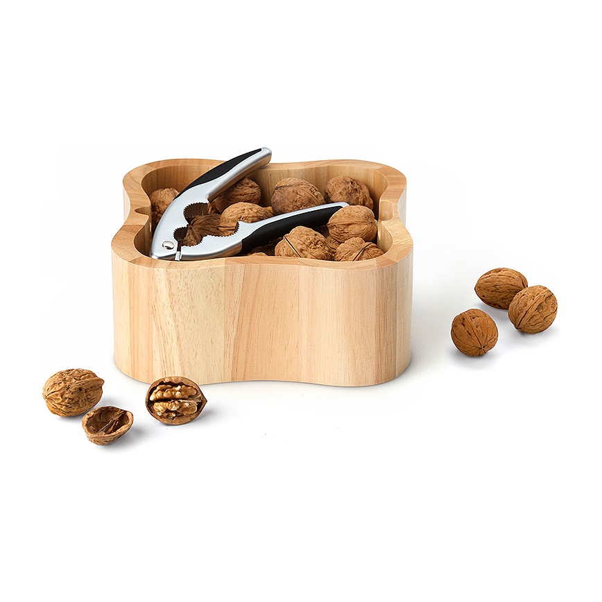 Continenta C3199 - Bowl for nuts with a nutcracker 24,5x24,5x8 cm rubber fig