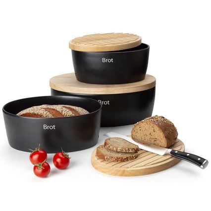 Continenta C3732 - Bread bin 13,5x36 cm black/beige