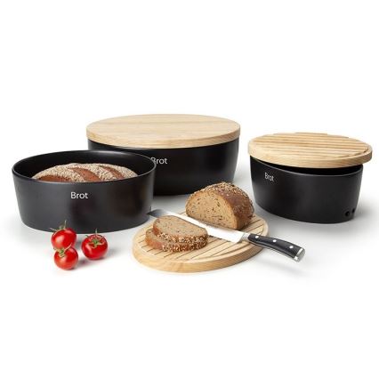 Continenta C3732 - Bread bin 13,5x36 cm black/beige