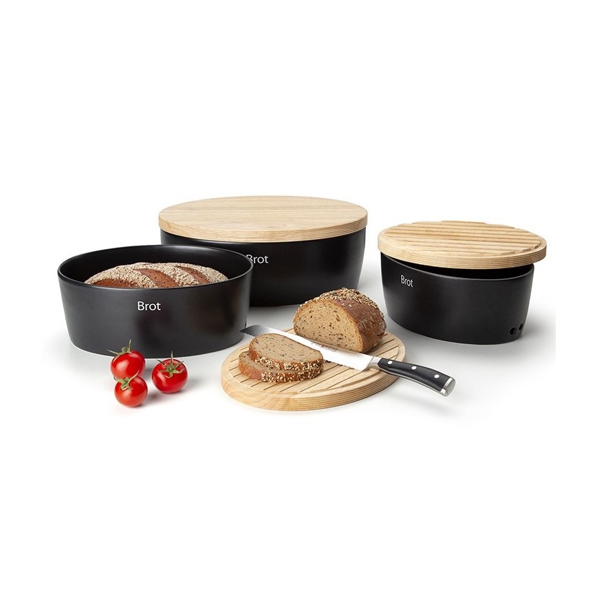 Continenta C3732 - Bread bin 13,5x36 cm black/beige