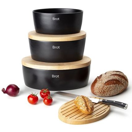 Continenta C3732 - Bread bin 13,5x36 cm black/beige