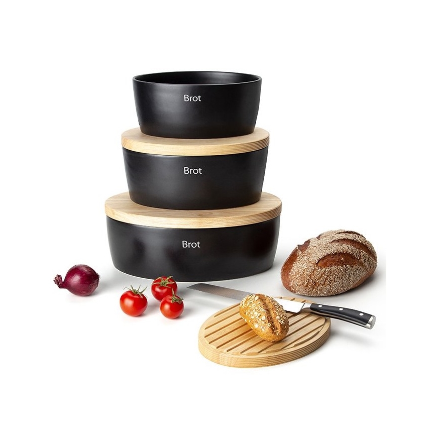 Continenta C3732 - Bread bin 13,5x36 cm black/beige