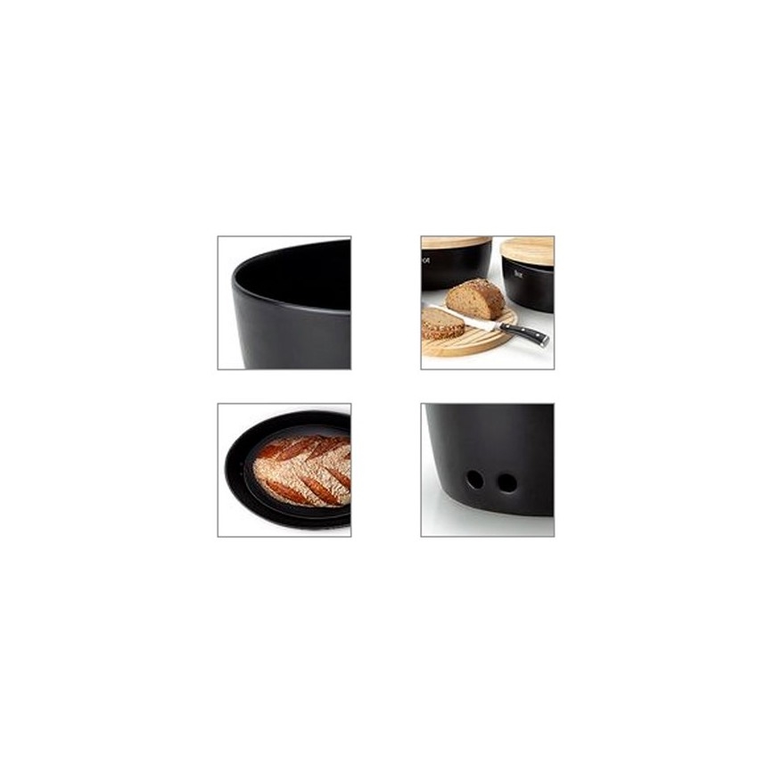 Continenta C3732 - Bread bin 13,5x36 cm black/beige