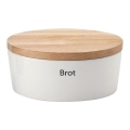 Continenta C3930 - Bread bin with lid 30x23 cm white/rubberwood