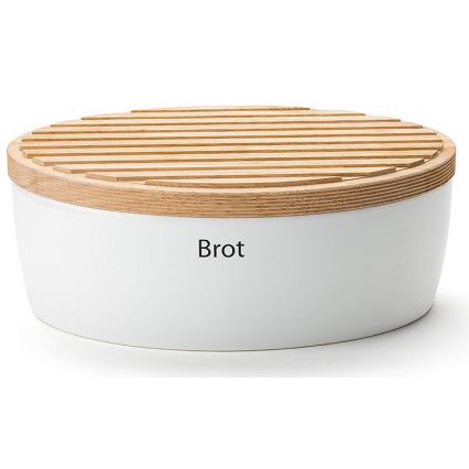 Continenta C3930 - Bread bin with lid 30x23 cm white/rubberwood