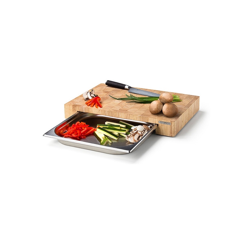 Continenta C4027 - Kitchen cutting board with bowl 48x32,5 cm rubber fig
