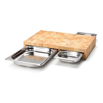 Continenta C4028 - SET 1x Kitchen cutting board 50x32,5 cm + 3x bowl rubber fig