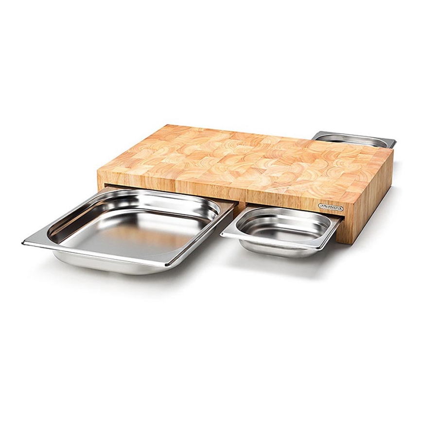 Continenta C4028 - SET 1x Kitchen cutting board 50x32,5 cm + 3x bowl rubber fig