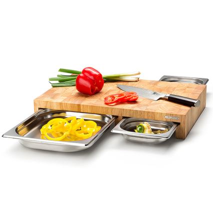 Continenta C4028 - SET 1x Kitchen cutting board 50x32,5 cm + 3x bowl rubber fig