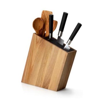 Continenta C4151 - Knife stand with a flexi insert and compartment 31x8x24,5 cm oak