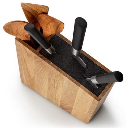 Continenta C4151 - Knife stand with a flexi insert and compartment 31x8x24,5 cm oak