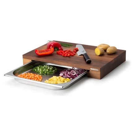 Continenta C4210 - Kitchen cutting board with bowl 39x27 cm walnut tree