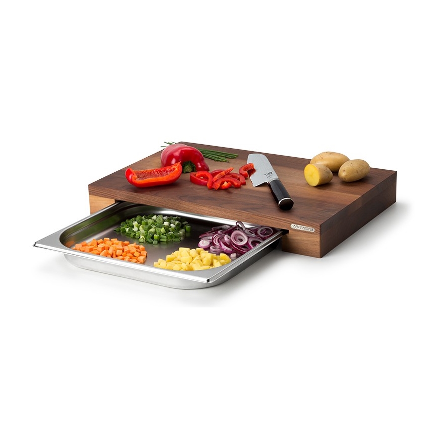 Continenta C4210 - Kitchen cutting board with bowl 39x27 cm walnut tree