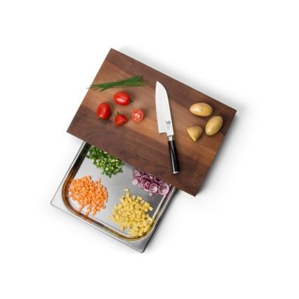 Continenta C4210 - Kitchen cutting board with bowl 39x27 cm walnut tree
