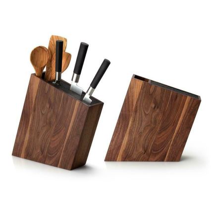 Continenta C4251- Knife stand with a flexi insert and compartment 31x8x24,5 cm walnut