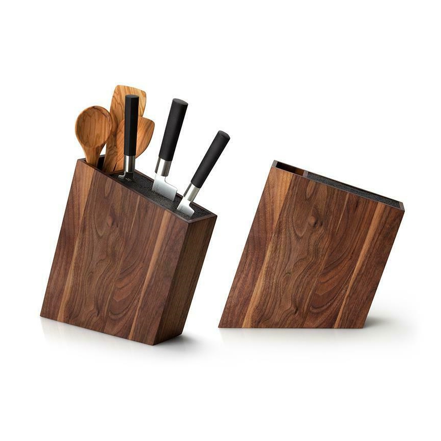 Continenta C4251- Knife stand with a flexi insert and compartment 31x8x24,5 cm walnut