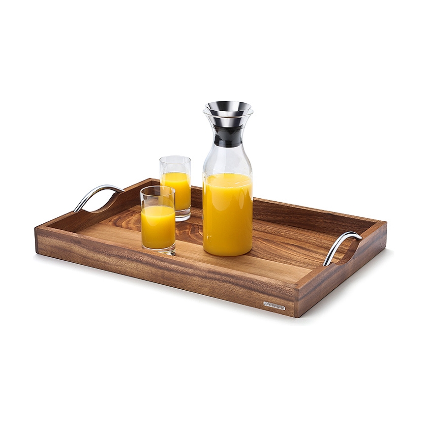Continenta C4867 - Tray with metal handles 53x36 cm acacia