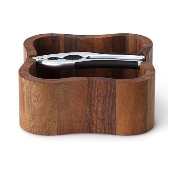 Continenta C4895 - Bowl for nuts with a nutcracker 24,5x24,5x8 cm walnut wood