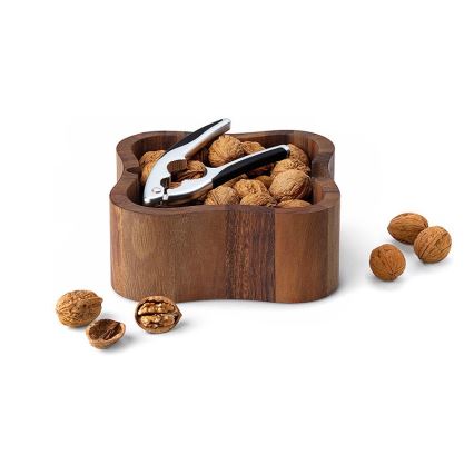 Continenta C4895 - Bowl for nuts with a nutcracker 24,5x24,5x8 cm walnut wood