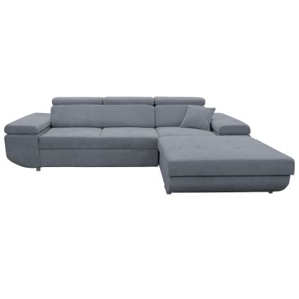 CASTELO Right-hand L-shaped corner sofa bed with storage, dark grey