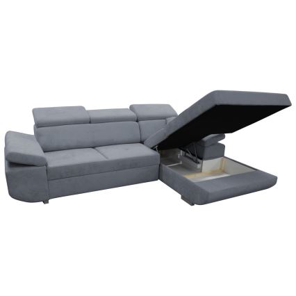 CASTELO Right-hand L-shaped corner sofa bed with storage, dark grey