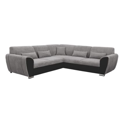 VISEU L-shaped right-hand corner sofa bed with storage, gray/black